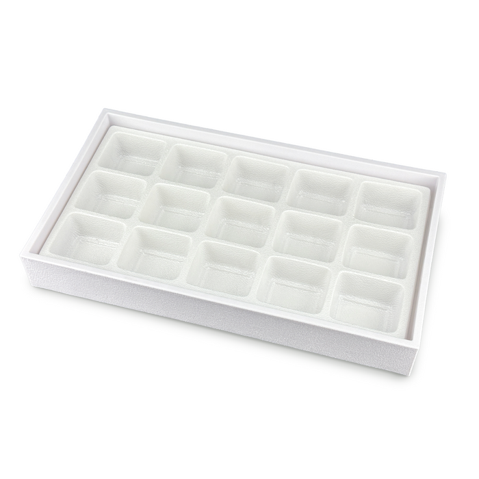 2" Standard Size White Plastic Tray with 15 Compartment Insert