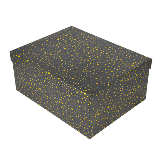 10-Piece Black Nested Gift Box Set with Gold Dot Design