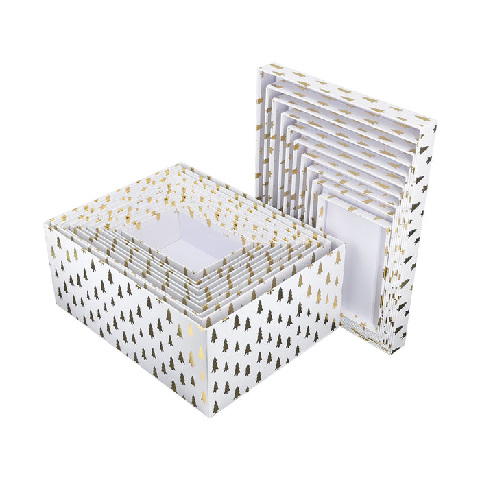 10-Piece Pink Nested Gift Box Set with Gold Star Design