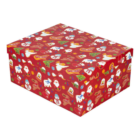 10-Piece Red Nested Gift Box Set with Christmas Pattern Design