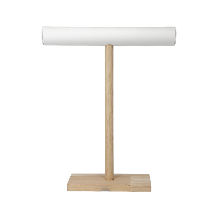 18" White Leatherette Wood T-Bar Jewelry Display