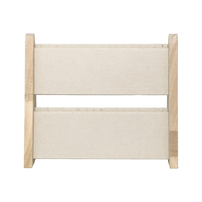 2 Tier Wood and Beige Microfiber Necklace Jewelry Display