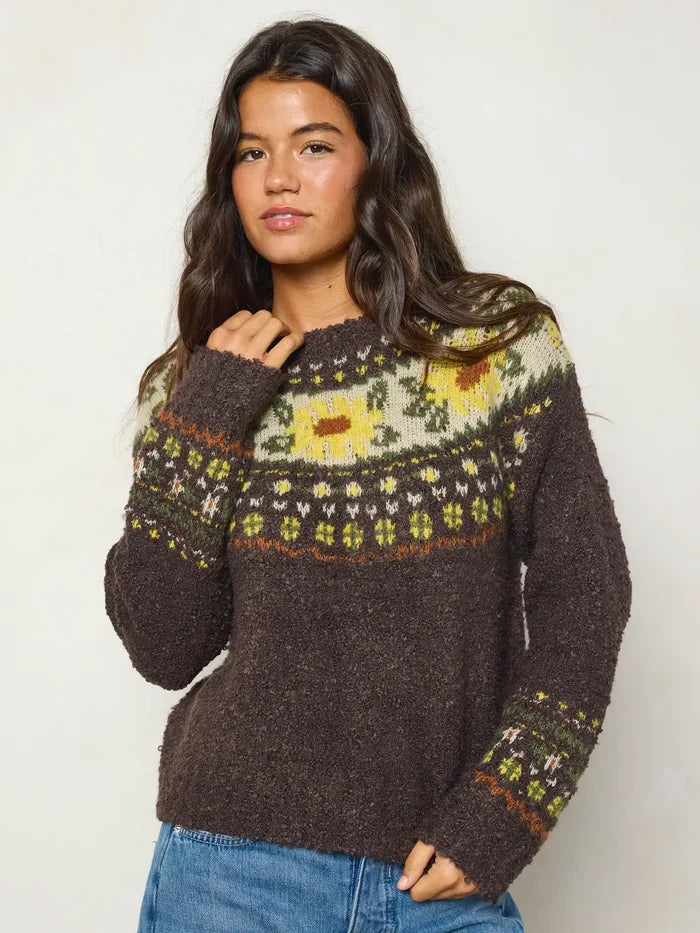 Everyone's Favorite Sweater - Espresso Sunflowers-view 4