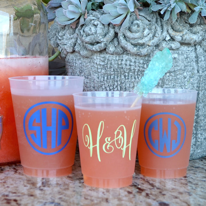 Custom Initials Frost Flex Plastic Cups
