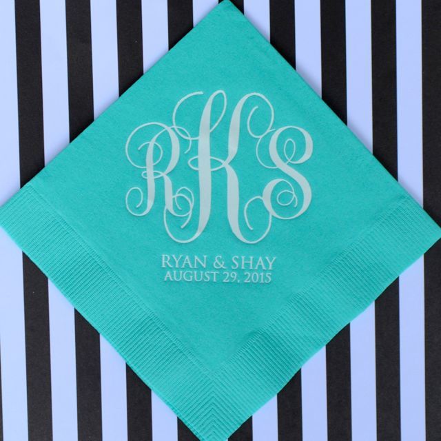Custom Wedding Monogram Napkins - 100