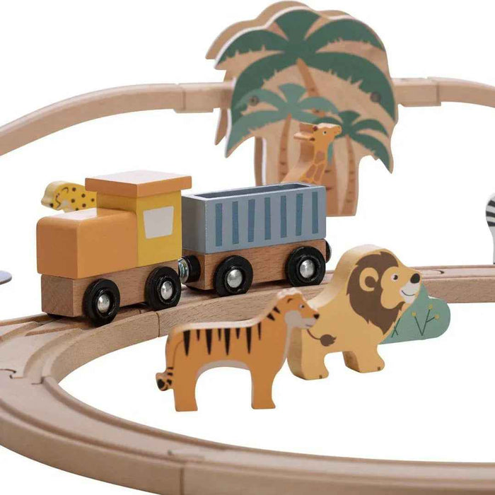Free2Play® Lesena železnica z vagoni in živalsko druščino Free2Play