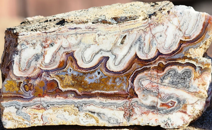 Polished Face Agate/Banded Onyx with Red/Green Moss