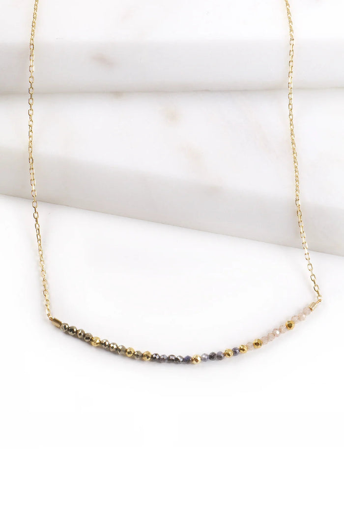 Sapphire Zircon Pyrite Bar Necklace | Mickey Lynn