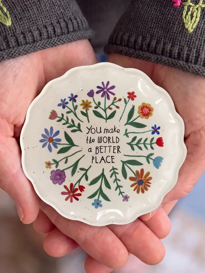 Scalloped Edge Trinket Dish - You Make The World Better-view 1