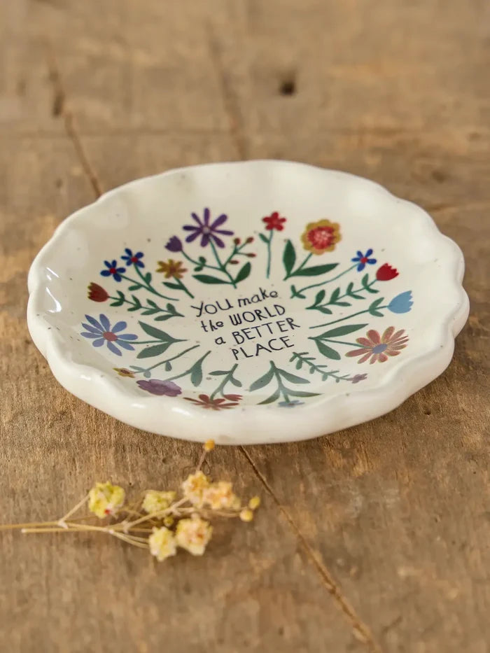 Scalloped Edge Trinket Dish - You Make The World Better-view 2
