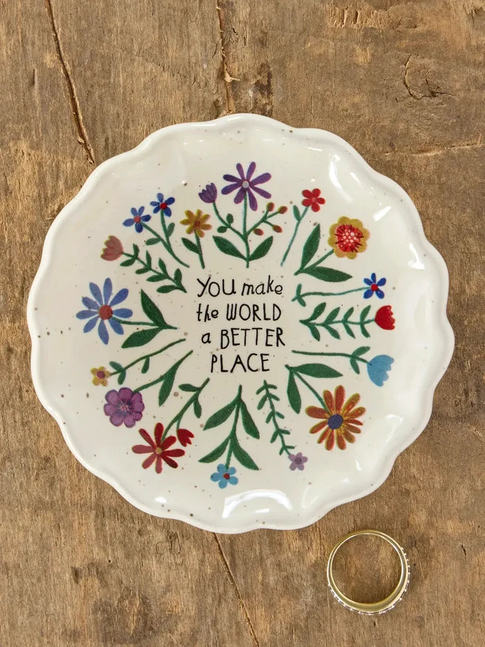 Scalloped Edge Trinket Dish - You Make The World Better-view 3