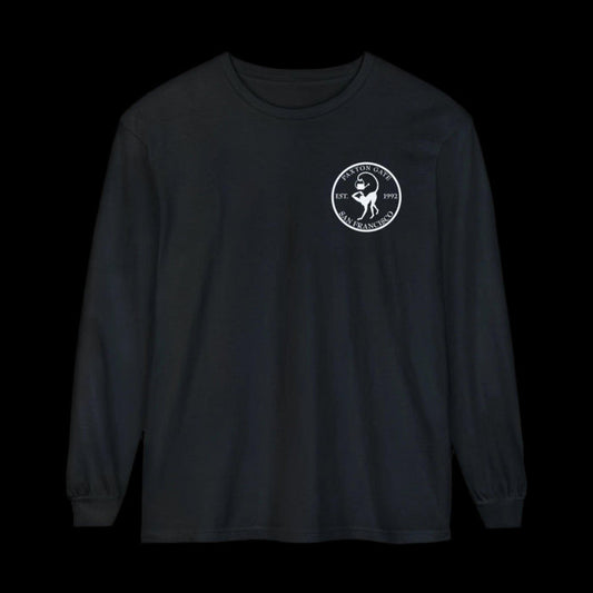 Unisex Paxton Gate Skeletal Monkey Long Sleeve Tee by Zoe Keller-Apparel-Printify-PaxtonGate