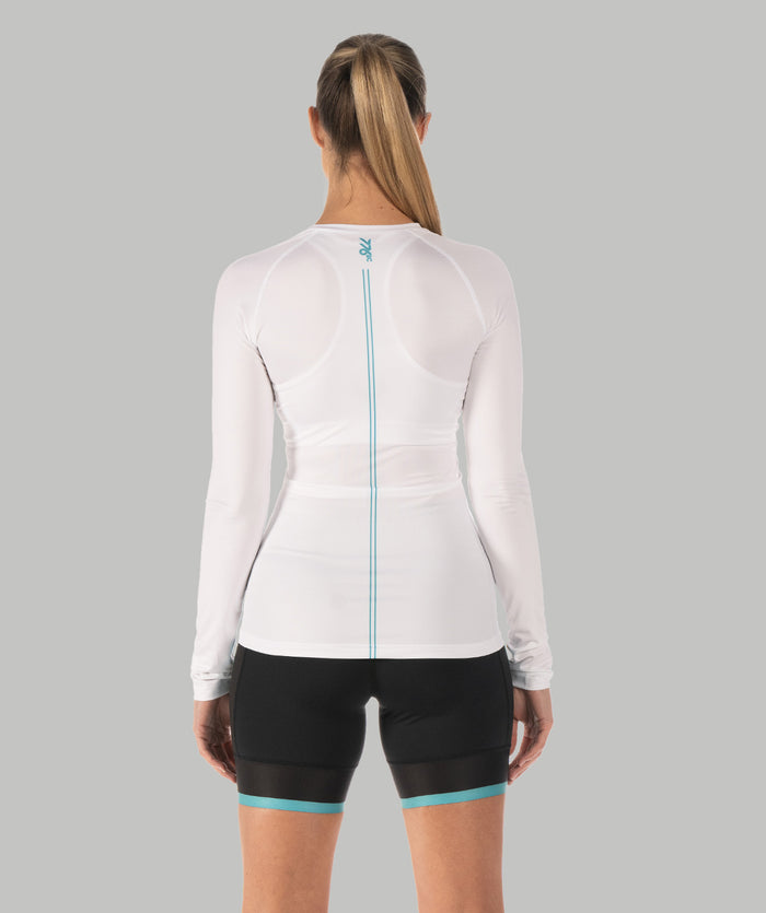 Women's Motion LS Base Layer - White/Capri