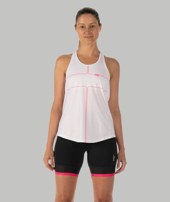 Women's Motion Performance Tank - White/Pink