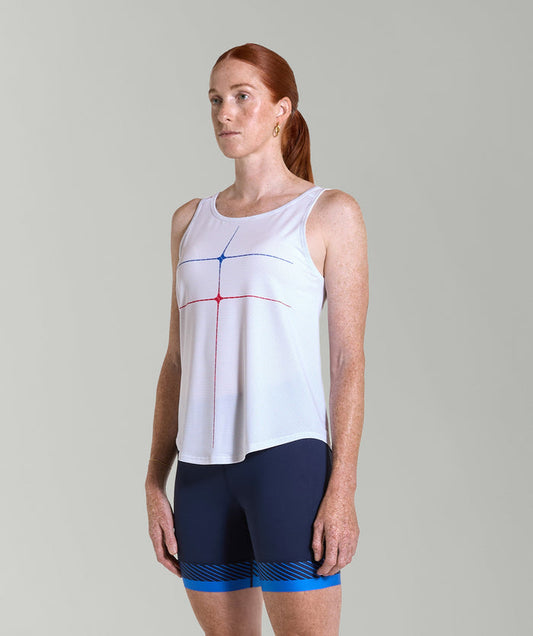 Women's Motion Pro Training Tank - White/Cobalt Multi