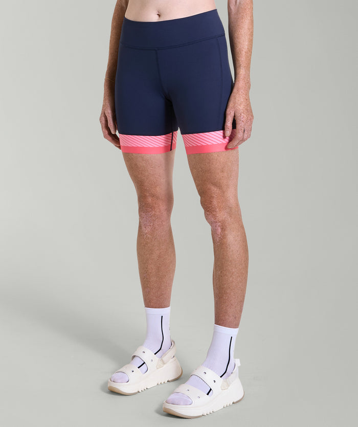 Women's Pro Active Short - Navy/Vivid Coral