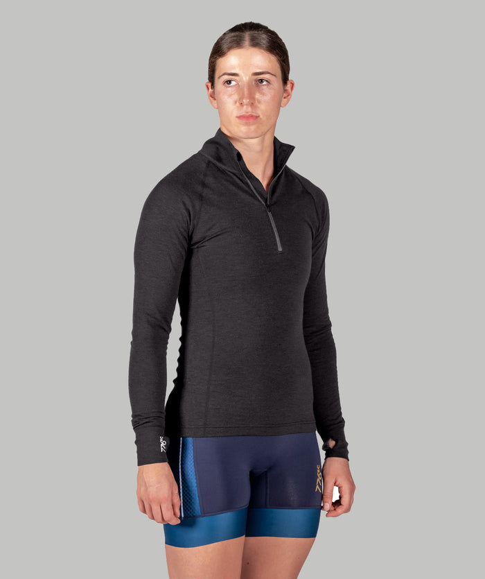 Women's Wreath Pro-Merino 1/4 Zip - Black