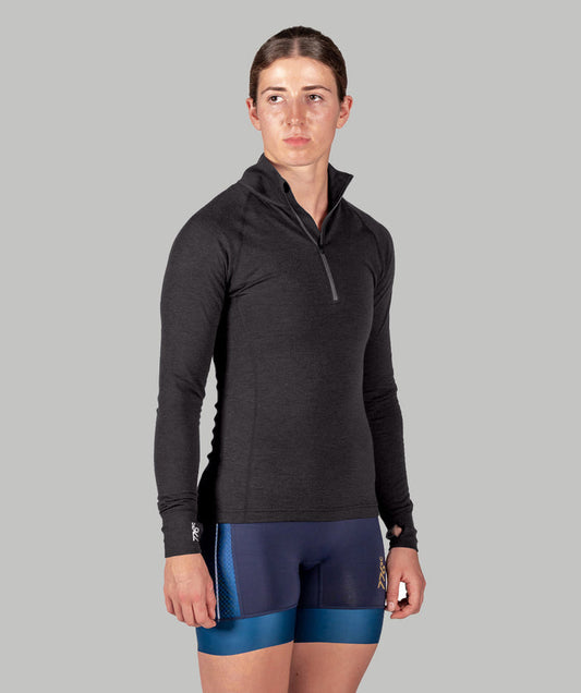 Women's Wreath Pro-Merino 1/4 Zip - Black